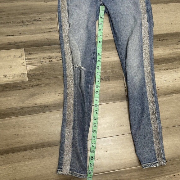 7 for All Mankind High Waist Skinny Jeans Silver Stripe Size 25 - Picture 8 of 9